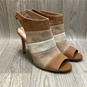 BCBGeneration Tan and Cream Strappy Heels